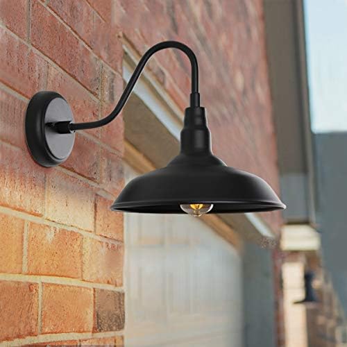 Black Gooseneck Barn Light for Farmhouse 10 Inch Dome Exterior Lights Fixture...