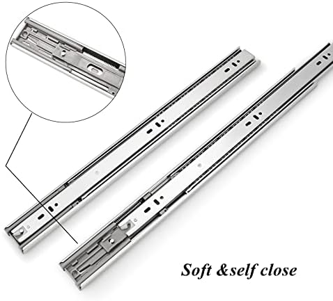 Gobrico 22 Inch Rear/Side Mount Drawer Slides, Ball Bearing Soft Close Drawer...
