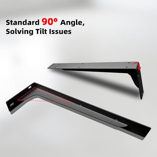 17Inch Shelf Brackets Heavy Duty, L Brackets for Shelves Black