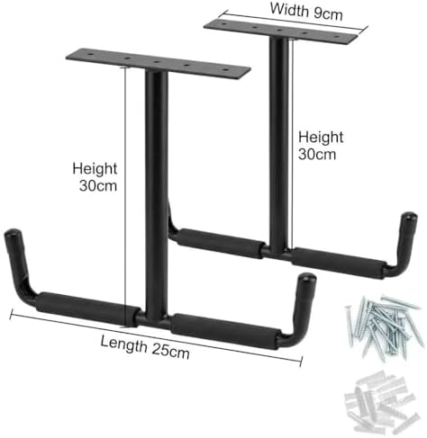 QWORK Overhead Ceiling Hooks Rack – Heavy Steel Storage Hangers for Garage, W...