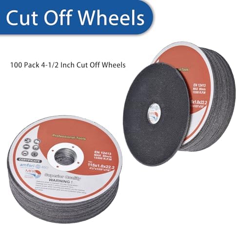 WFLNHB 100 Pack 4-1/2 Inch Cut Off Wheels for Metal and Stainless Steel Cutti...