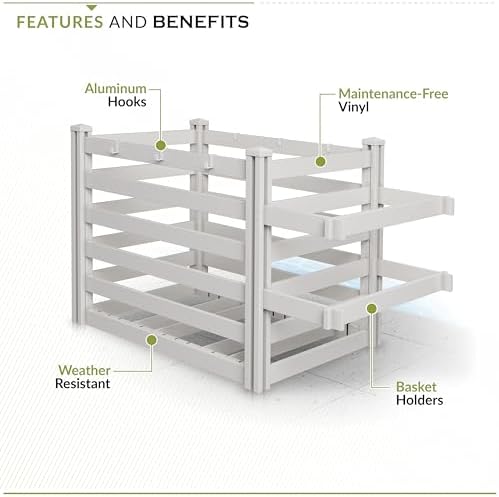 Zippity Freestanding Poolside Organizer, White Vinyl