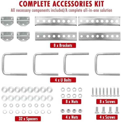 4 Pack 10"/12" Boat Trailer Bunk Brackets Kit | Swivel Top