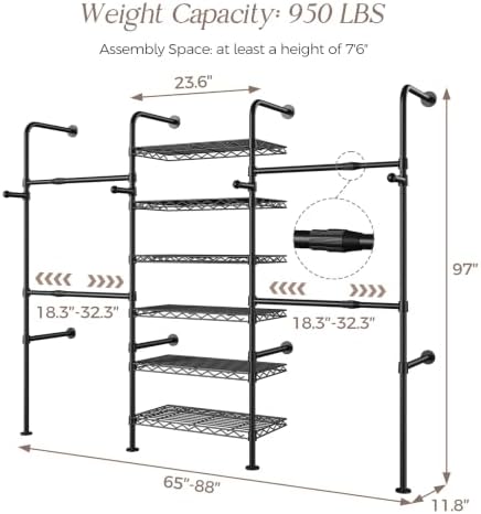 Closet Organizers and Storage, 3-Row Heavy Duty Garment Rack Clothes Rack for...