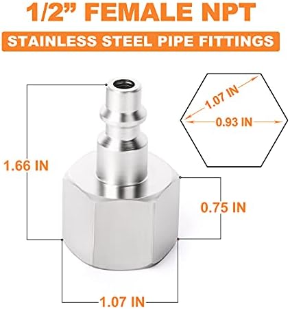 GASHER 20PCS 1/2-Inch NPT Female Industrial Air Tool Fitting, 1/4-Inch High F...