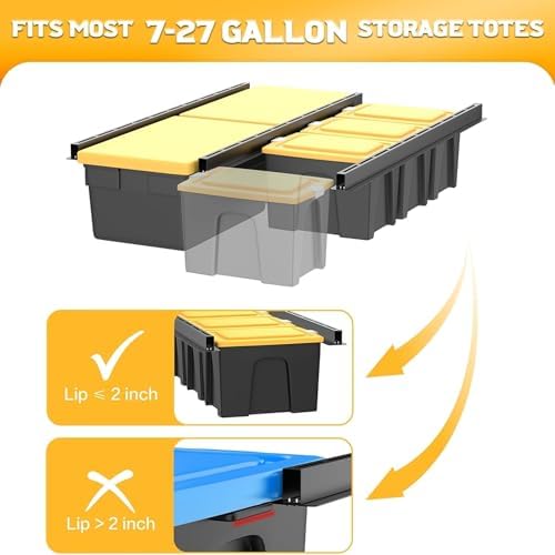 WALMANN Overhead Tote Storage Rails System, Garage Ceiling Bin Storage Rack