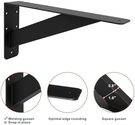 Wdwlbsm 2Pcs Shelf Bracket Heavy Duty 12 Inch Shelf Brackets Steel Mantel Bra...