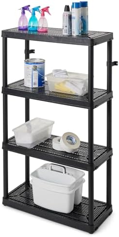 Gracious Living 4-Shelf Fixed-Height Medium-Duty Storage, Black, 2-Pack
