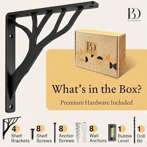 Rustic Tree Black Heavy Duty Shelf Brackets 6 inch by Balin Designs, Decorati...
