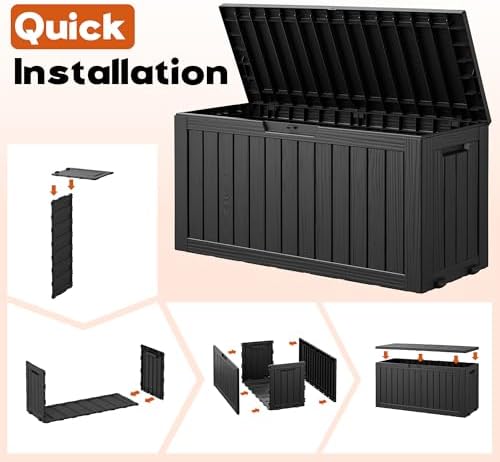 Outdoor Storage Box, Resin Deck Boxes Indoor and outdoor, Waterproof Storage ...