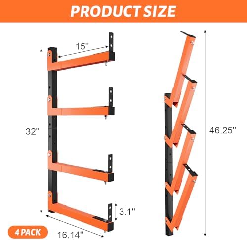 32" Lumber Storage Rack, Upgrade Folding Lumber Rack Wall Mount, Heavy D...