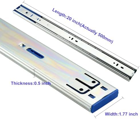 20 Inch 10 Pairs Soft Close Drawer Slides Full Extension