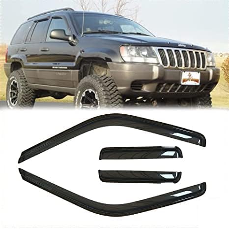 Side Window Deflector Visor Rain Guard, Outside Mount Tape-on Shatterproof Dark