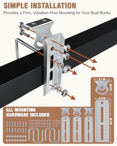 Boat Trailer Bunk Brackets 4 Pack Galvanized Bunks Bracket Kit with U-Bolts, ...