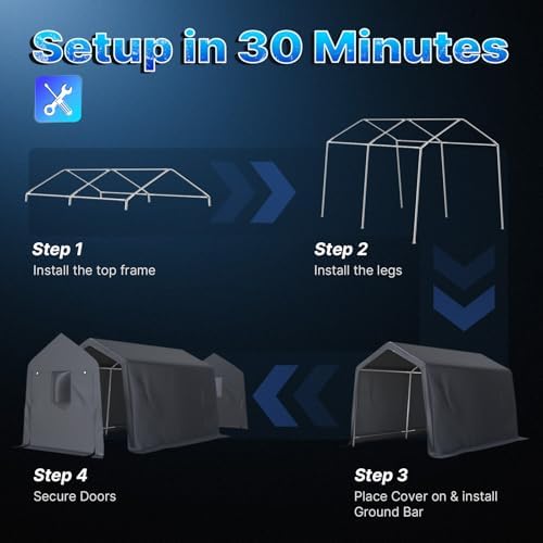 ADVANCE OUTDOOR 10x10 ft Heavy Duty Outdoor Patio Portable Canopy Storage She...