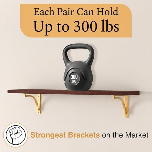 Classic Brass Powder Coated Heavy Duty Shelf Brackets 12 inch by Balin Design...