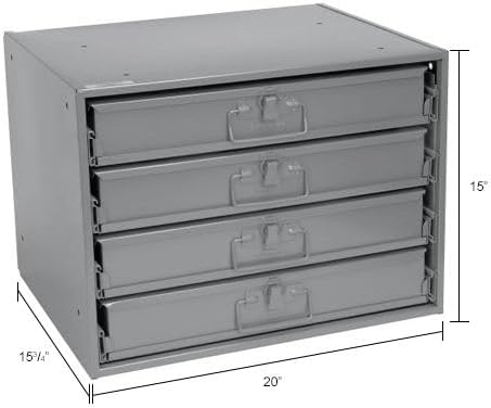 Global Industrial Durham Steel Compartment Box Rack with Four Adjustable Divi...