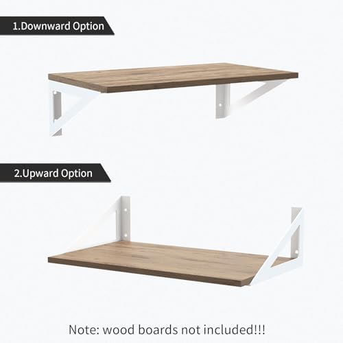 BRATA White Shelf Brackets 10 Inch, Brackets for Shelves, 4 Pack
