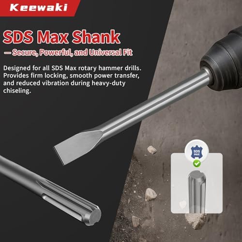 4-Piece 18" SDS Max Chisel Set for Concrete, Tile & Masonry