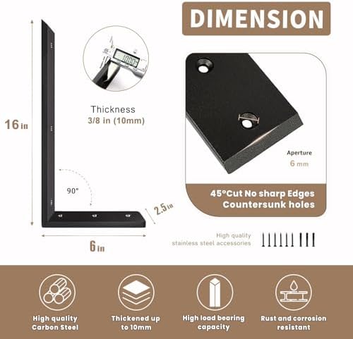 Countertop Support Bracket 16 Inch 3 Pack Countertop Bracket for Granite 3/8&...
