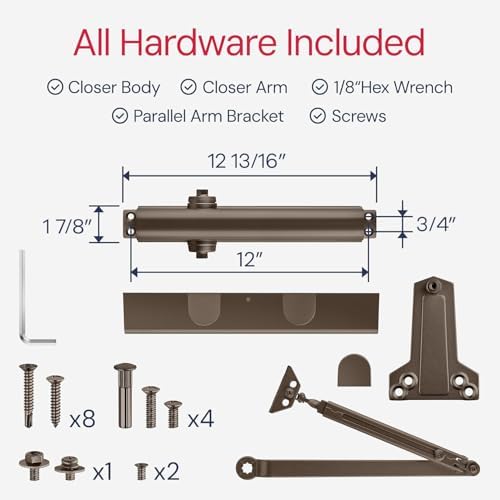 Lawrence Heavy Duty Door Closer Commercial Grade 1 - Adjustable 6-Speed Delay...