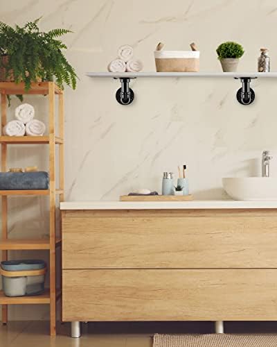 MUZIK 12Pc 7"×4" L Pipe Shelf Bracket, Heavy Duty Wall Mount, DIY S...