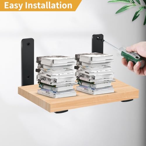 12 Pack - L 10" x H 6" x W1.5, 5mm Thick Black L Shelf Bracket, Iro...