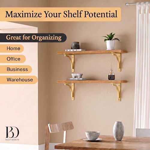 Classic Brass Heavy Duty Shelf Brackets 10 inch by Balin Designs – Gold L Bra...