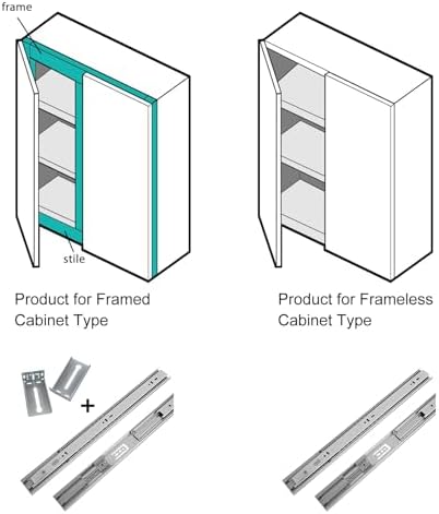 LONTAN 10 Pairs Soft Close Drawer Slides 22 Inch Heavy Duty Cabinet Rails