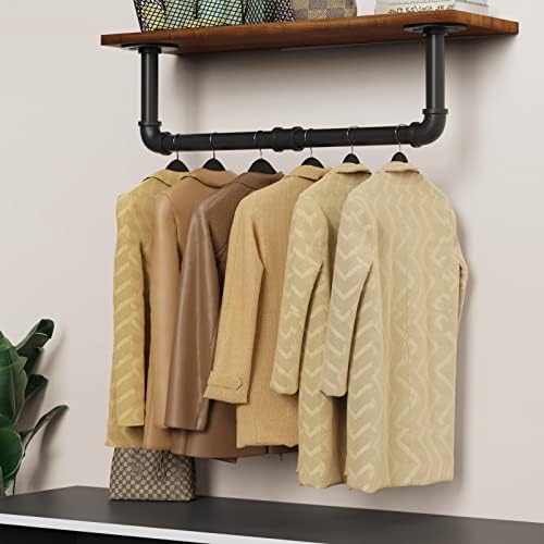 Wall Mounted Clothes Rack 31.5in, Industrial Pipe Wall Mount Clothing Rack, H...