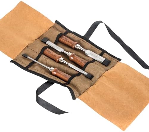 4-Piece Wood Chisel Set for Woodworking, Sharp CR-V Steel Blades