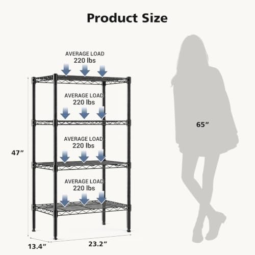 DUMOS 4-Tier Metal Storage Shelves, Shelving Unit, Storage Rack, 23.3" W