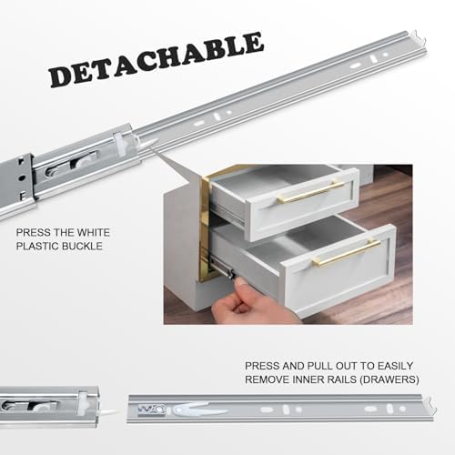 22 inch Soft Close Drawer Slides 4 Pairs Ball Bearing Full Extension Cabinet ...