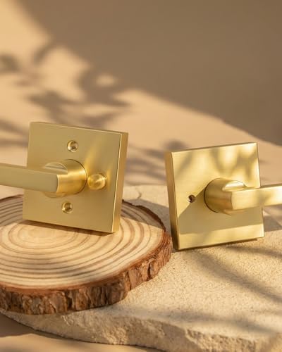 Goldenwarm Brushed Gold Door Handles Interior, Privacy Door Handle 6 Pack