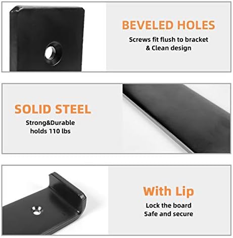 Shelf Brackets 5.5 x 4 Inch, Heavy Duty Black Metal Floating Shelf Bracket, R...