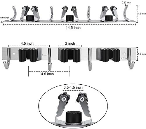 Broom Hanger Wall Mounted, 2PCS Mop and Broom Holder Wall Mount Garage Organi...