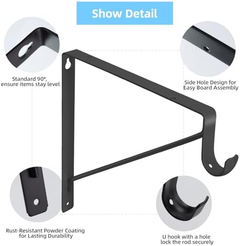 6-Pack Closet Rod Bracket, 10.8x10.8Inch Closet Shelf Brackets Heavy Duty Wal...