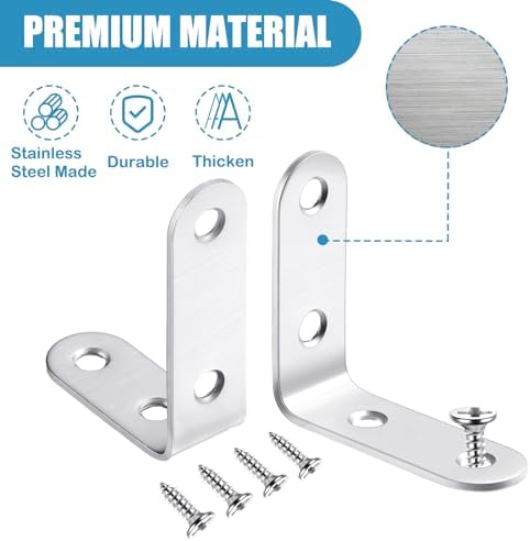 Pelopy 100 Pcs L Bracket Stainless Steel 90 Degree Brace, 1.97 x 1.97 Inch