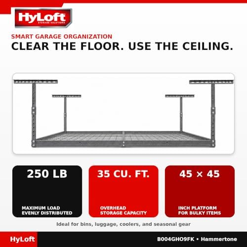 Hyloft Overhead Steel Garage Storage System, Ceiling Rack, 45-Inch x 45-Inch,...