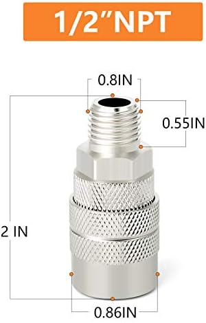 GASHER 12PCS 1/2-Inch Male Industrial Coupler,1/4 Basic Flow Quick Connect Ai...