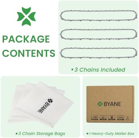 BYANE 18 Inch Chainsaw Chain .325" Pitch .063" Gauge 74 Drive Links