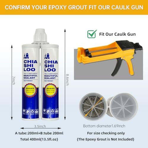 Double Caulking Gun for 400 mL(13.5 fl oz,1:1 Mix Ratio),Yellow