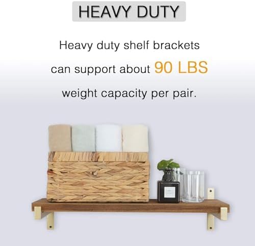OVOV 4 Pack Heavy Duty Shelf Brackets 10 Inch Metal Shelf Supports Gold