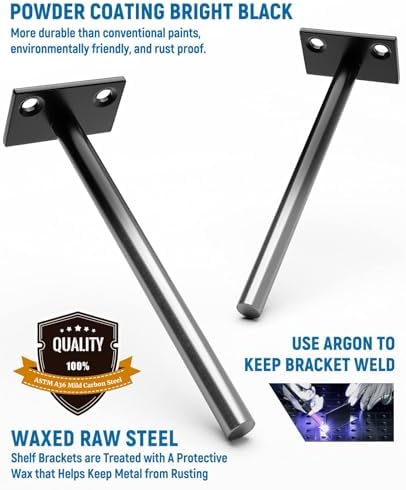 12-Pack 10 inch Floating Shelf Brackets, Hidden Shelf Bracket for Wood