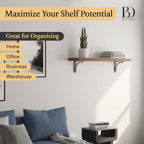 Classic Black Heavy Duty Shelf Brackets 10 inch by Balin Designs– L Bracket, ...