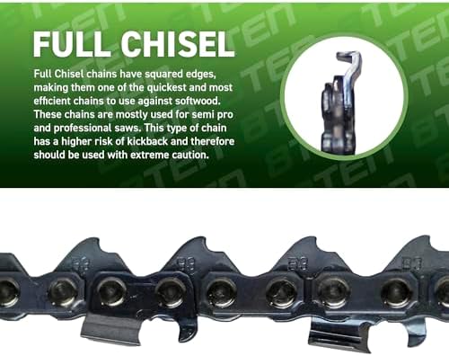 8TEN Chainsaw Chain Bulk Reel Full Chisel 25 Foot .050 Gauge 3/8 Pitch