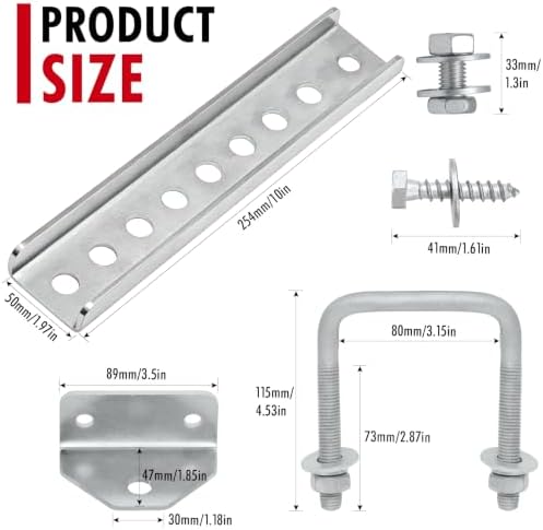 4 Pack 10"/12" Boat Trailer Bunk Brackets Kit | Swivel Top