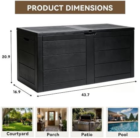 70 Gallon Deck Box, Outdoor Storage Box Waterproof, Patio Storage