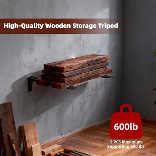 17Inch Shelf Brackets Heavy Duty, L Brackets for Shelves Black