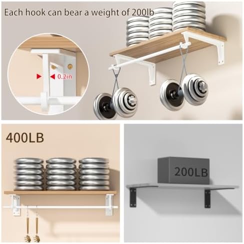 10inch Closet Rod Support Bracket Heavy Duty 400lbs (4pack White )
